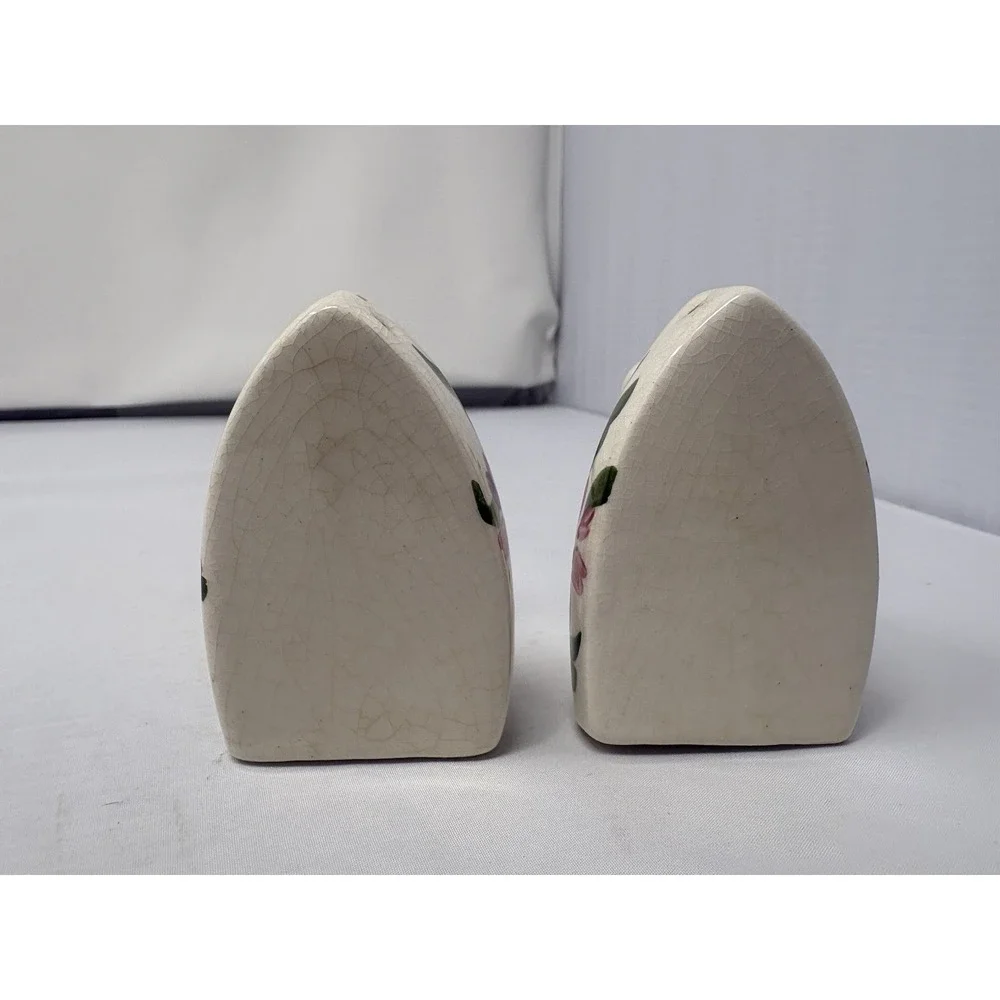 Vintage 50s Hand Painted Floral Ceramic Sad Iron Salt and Pepper Shakers Kitsch